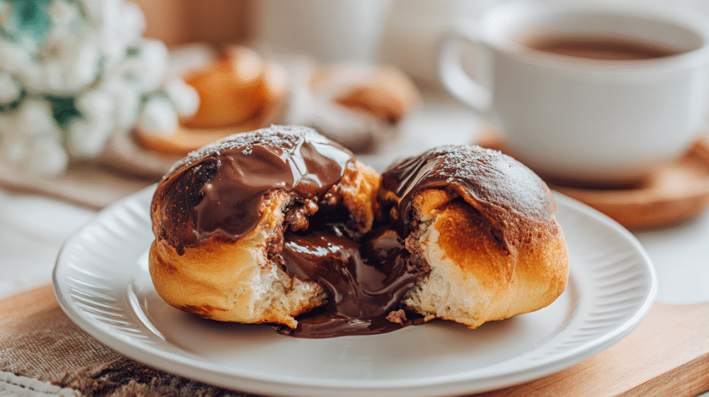 Servierte Air Fryer Protein Schoko Brötchen auf weißem Teller