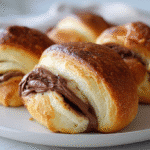 Air Fryer Nutella Schoko Brötchen frisch gebacken auf weißem Teller