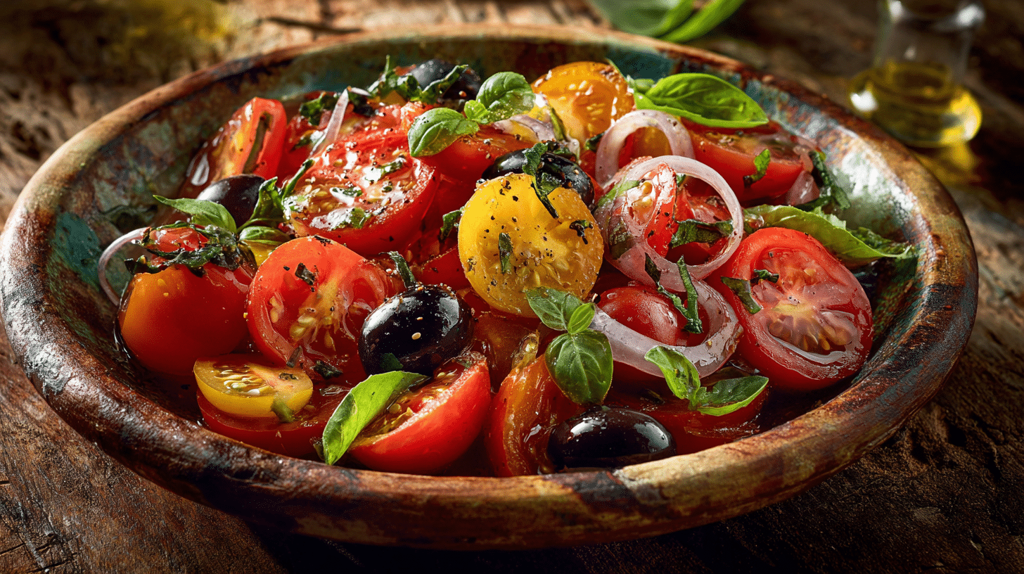 U3823717446 Frischer Tomatensalat In Rustikaler Schale Versch 2f7f2d1b D324 4eaa 8bd7 4cf14f00a1e8 3