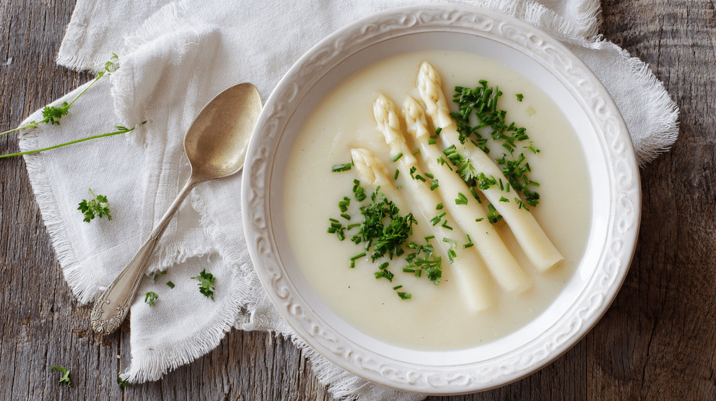 U3823717446 Plated White Asparagus Soup Garnished With Choppe 5c8ca2d4 Fce8 42d2 918c 1b8122ed0fe5 0