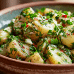 Warmer Kartoffelsalat mit Kräutern in Schale