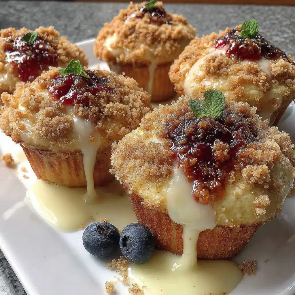 Blaubeer-Cheesecake-Muffins mit Streuseln