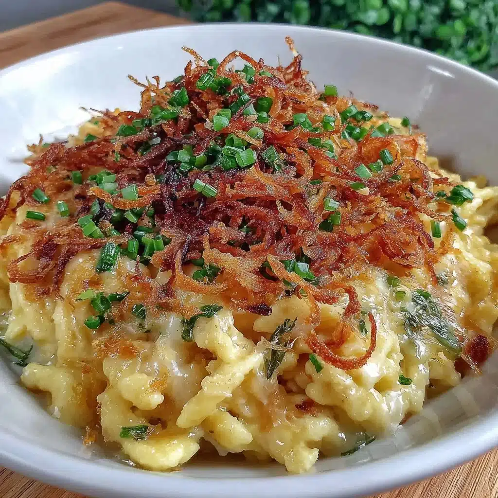 Bärlauch-Käsespätzle mit selbstgemachten Röstzwiebeln