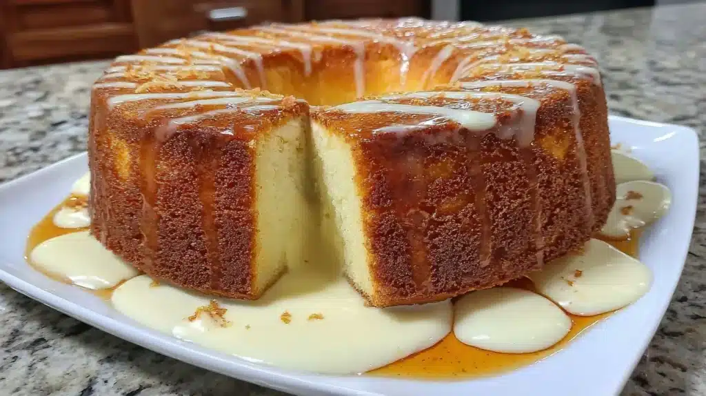 Eierlikörkuchen mit Glasur in einer eleganten Präsentation