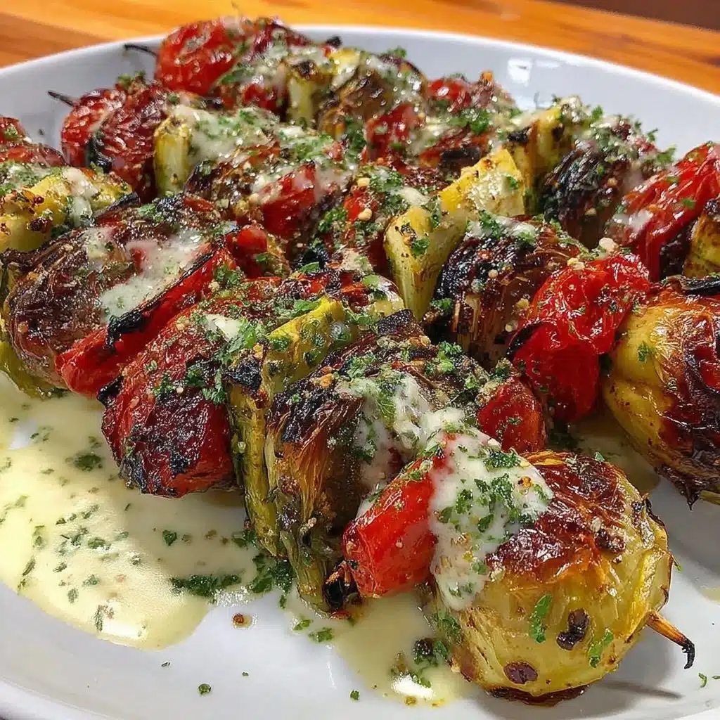 Gegrillte Gemüsespieße in Kräuter-Marinade auf dem Grill