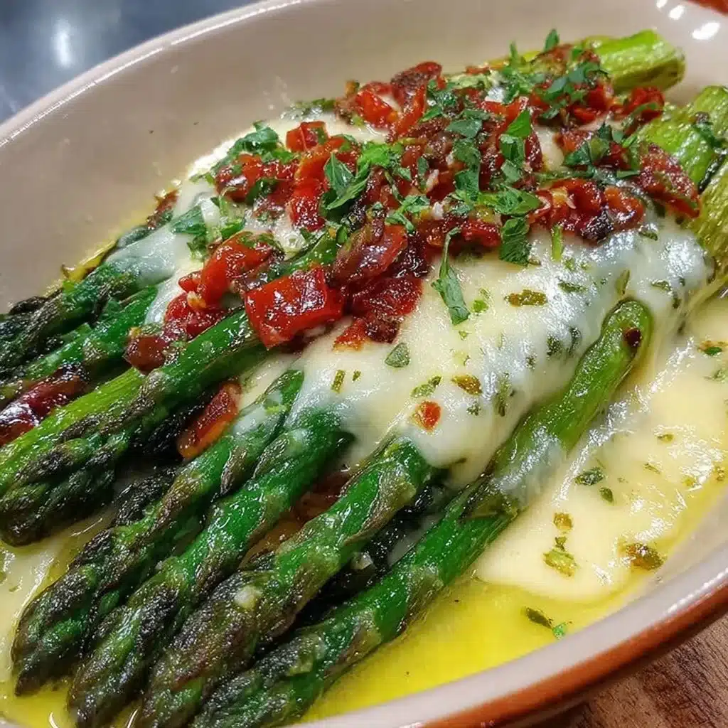 Gerösteter Grüner Spargel aus dem Ofen auf einem Teller