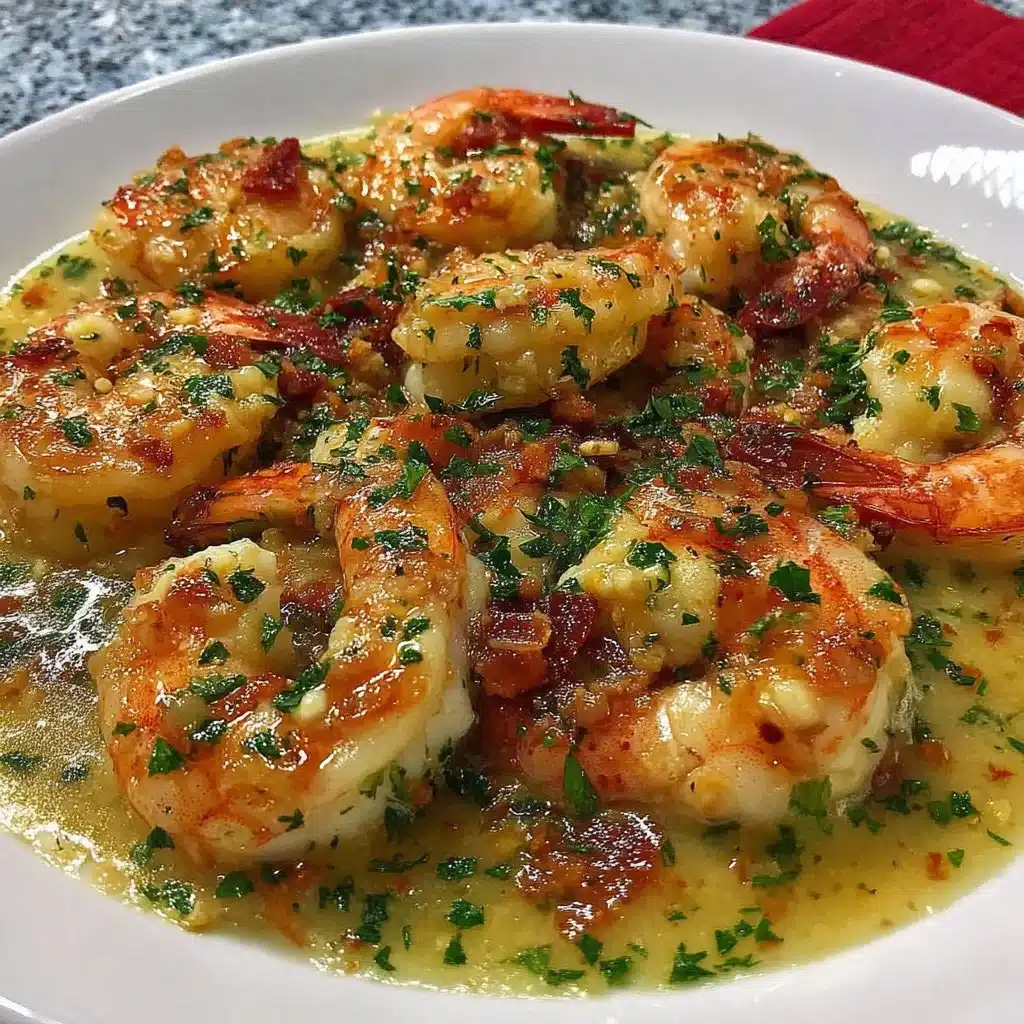 Hohe-Protein Honig Knoblauch Garnelen auf einem Teller serviert.