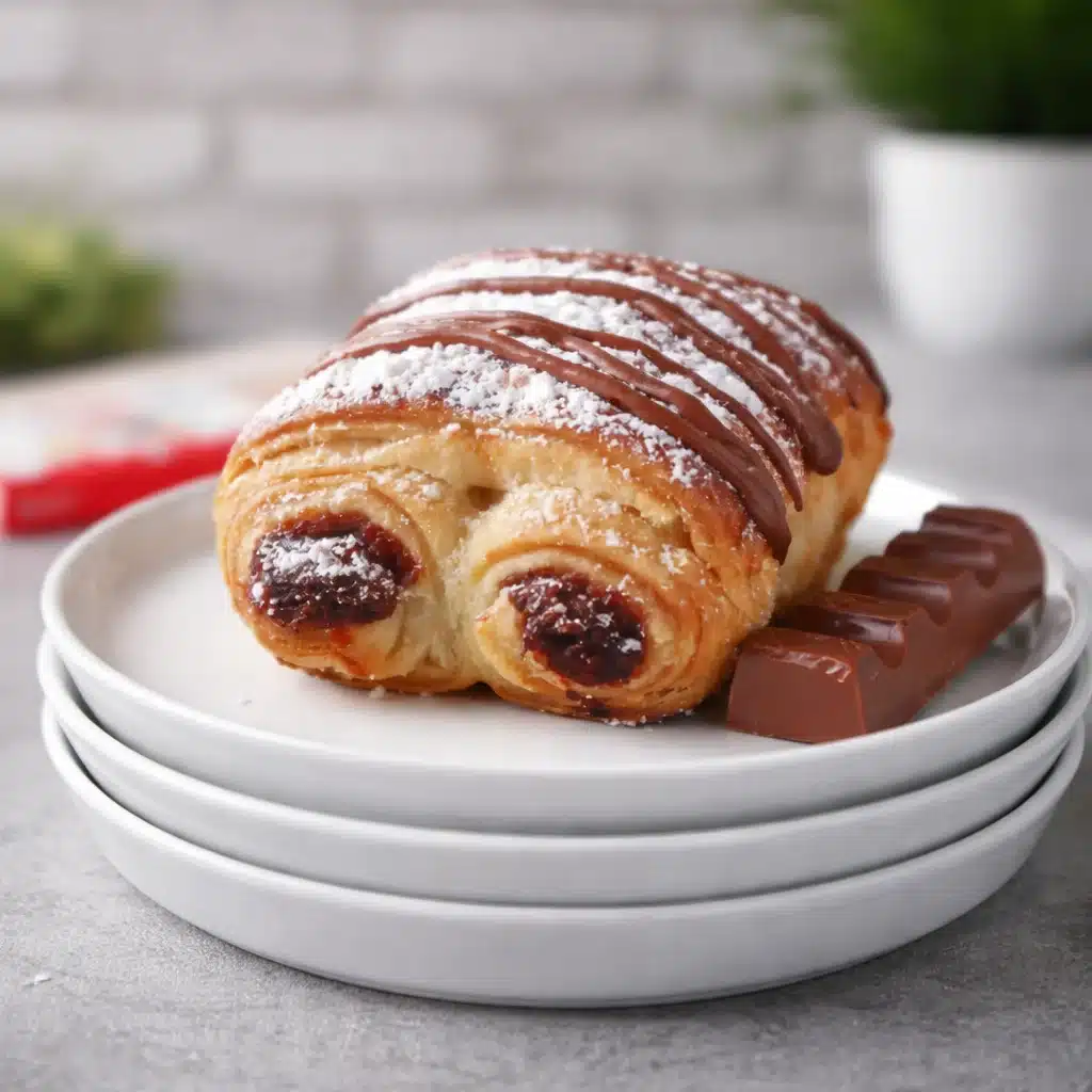 KINDER Schokobon Schokocroissant frisch aus dem Airfryer auf einem Teller serviert.