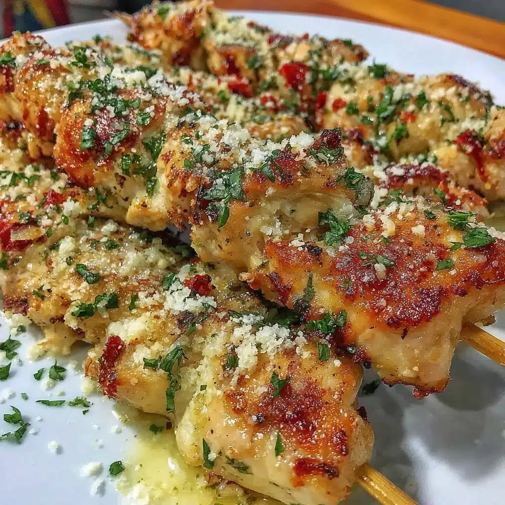 Knoblauch-Parmesan-Hähnchenspieße auf Grillplatte