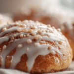 Air Fryer Schoko Rosinenbrötchen mit Vanille Glasur frisch glasiert