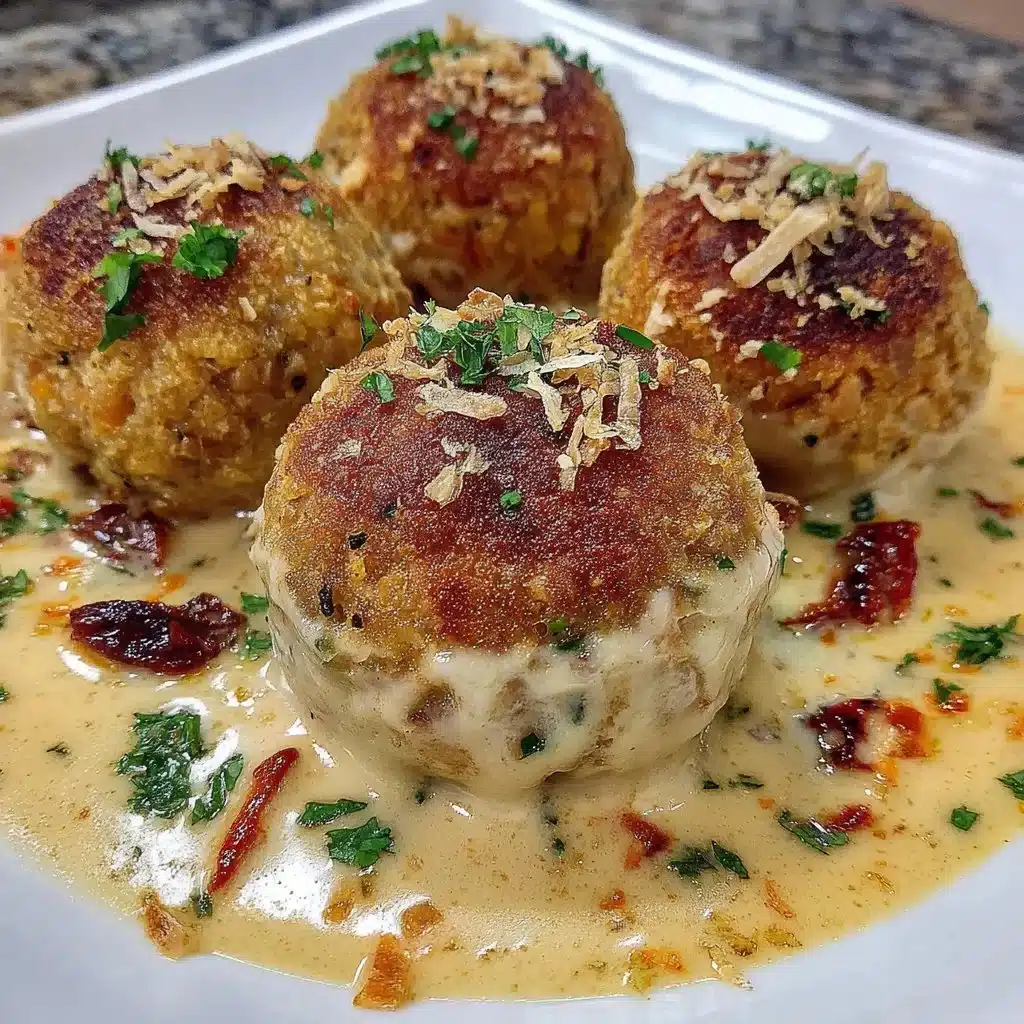 Vegane Linsenknödel in Curry-Sauce serviert auf einem Teller