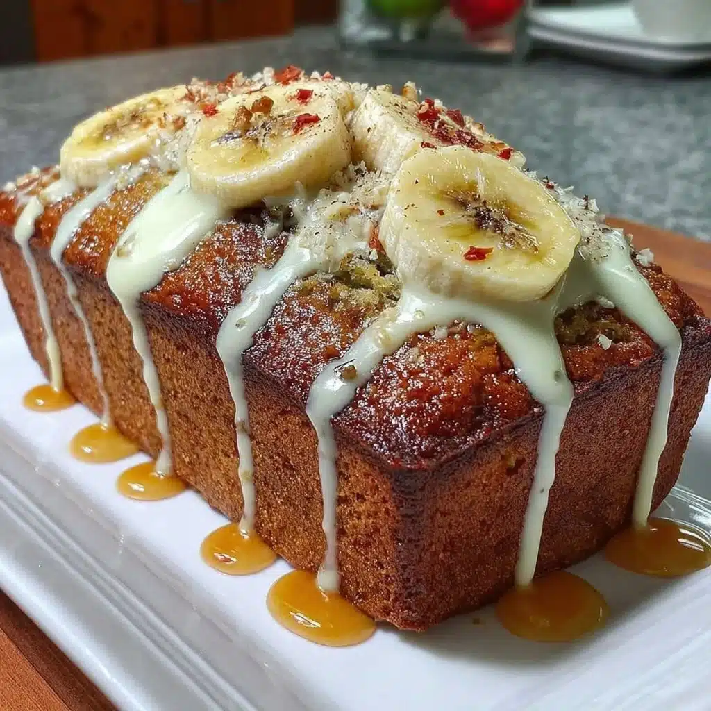Hausgemachtes Bananenbrot mit reifen Bananen und Nüssen