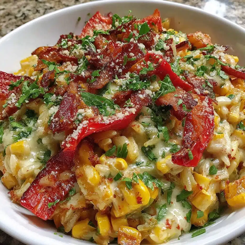 Schneller Kritharaki Salat mit Paprika und Mais