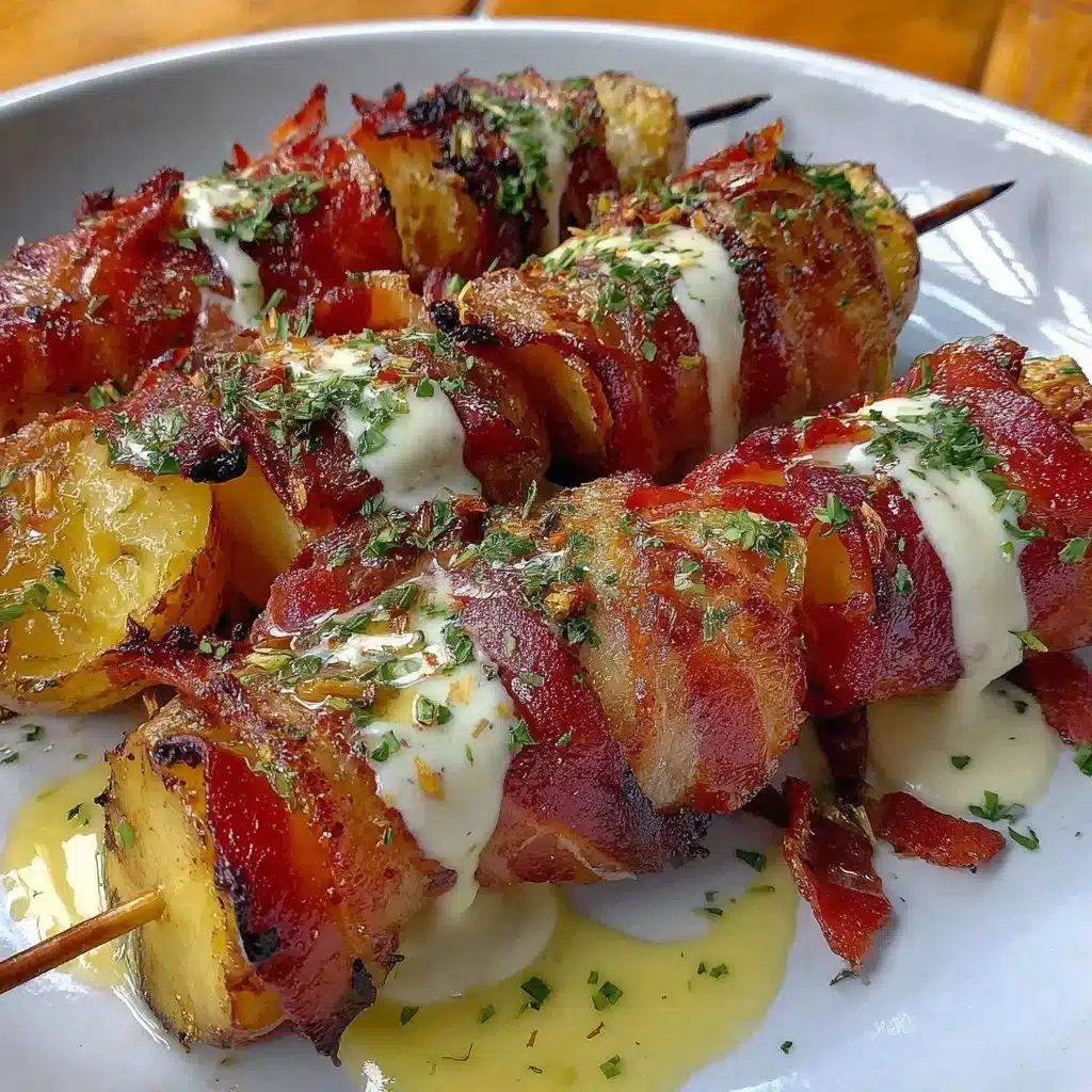 Kartoffel-Bacon-Spieße mit Kräuterquark