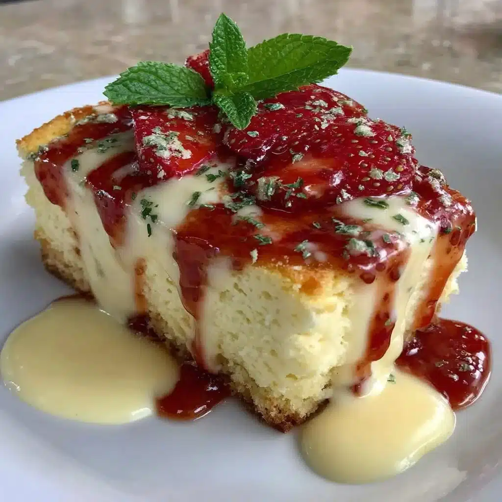 Frischer Erdbeerkuchen mit Sahne und Erdbeeren auf einem Teller