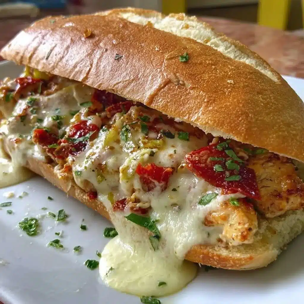 Griechisches Hähnchen-Sandwich mit frischen Zutaten und aromatischen Gewürzen.