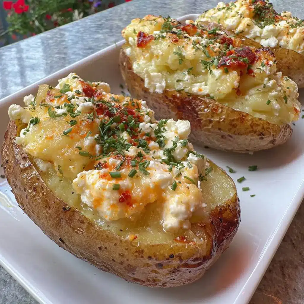 Gesunde Ofenkartoffeln mit Feta frisch aus dem Ofen
