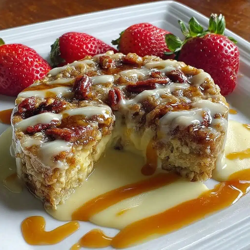 Hoher Protein Zimtschnecken Haferauflauf auf einem Teller serviert