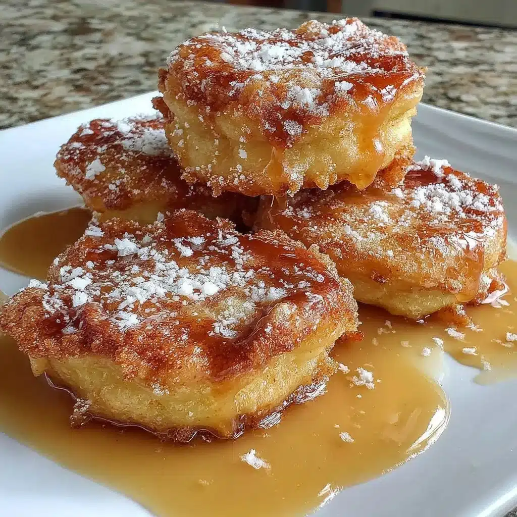 Milchreispuffer mit Apfel auf einem Teller serviert