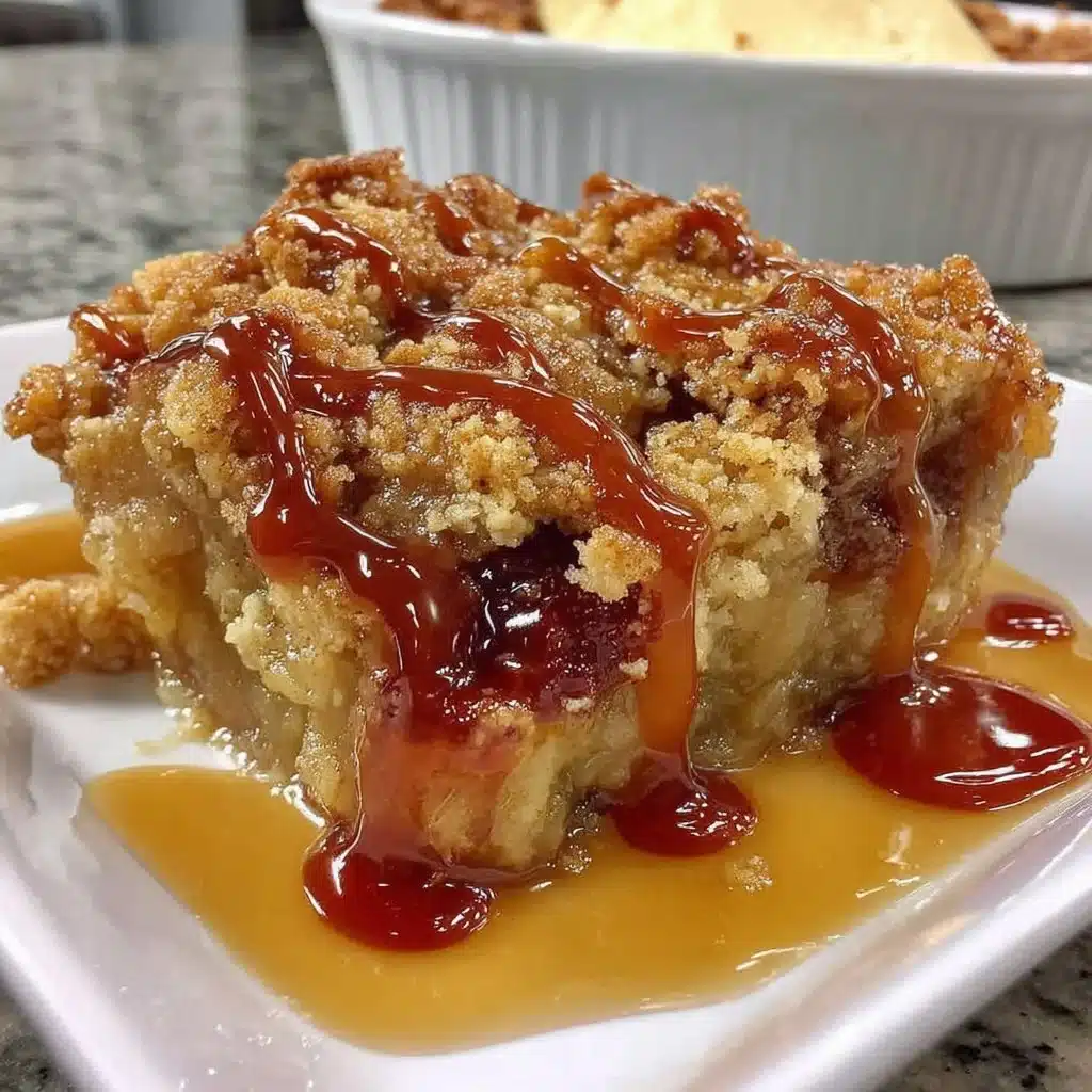 Leckeres Rhabarber-Crumble mit frischem Rhabarber und knusprigen Streuseln