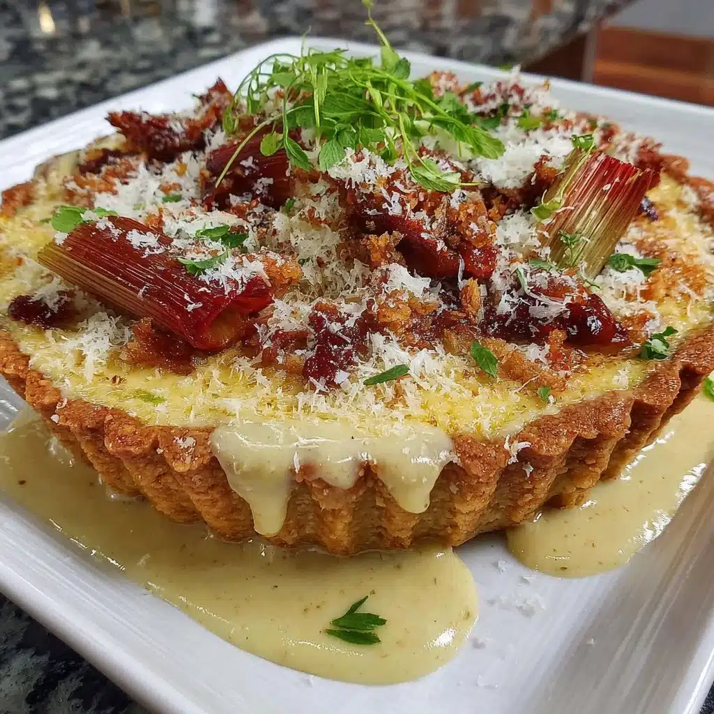 Geschmackvolle Rhabarber-Torte auf einem eleganten Teller präsentiert