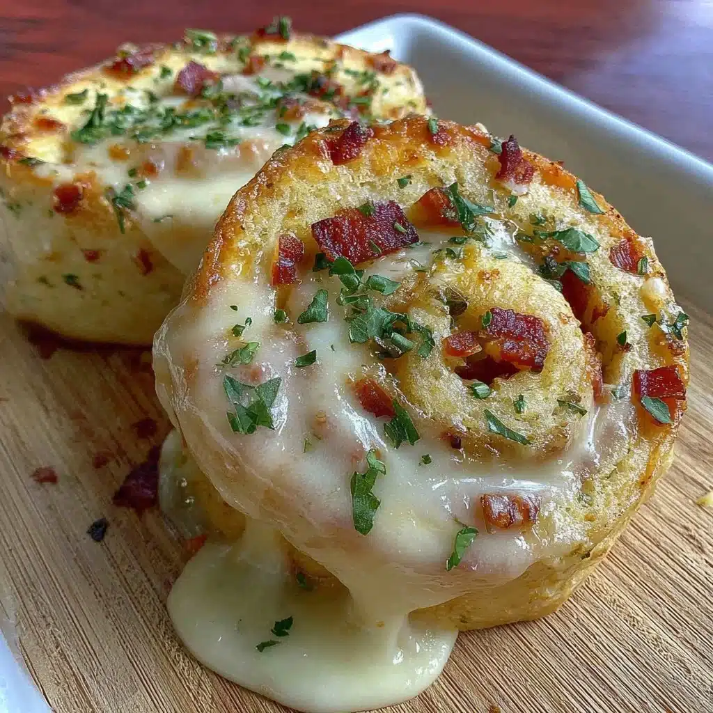 Schinken-Käse-Pinwheels auf einem Teller serviert mit frischen Kräutern.