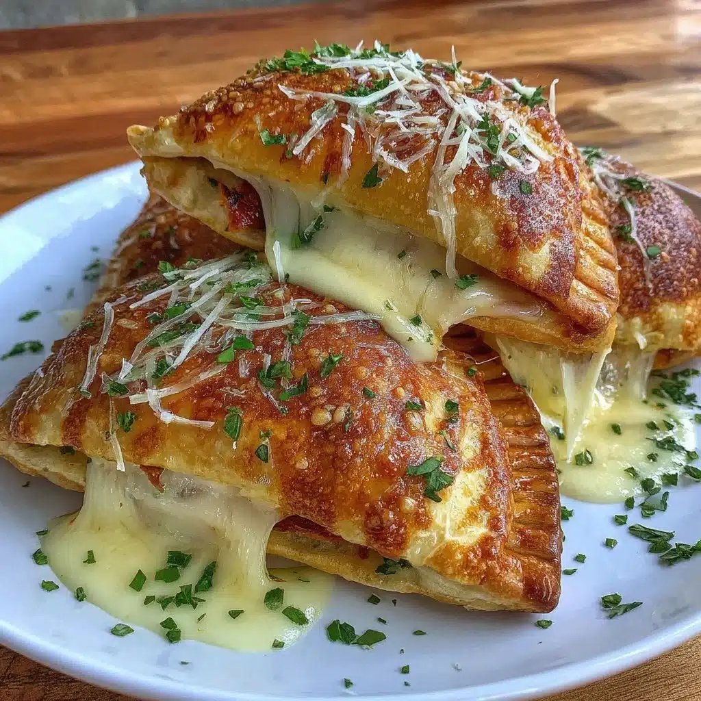 Leckere selbstgemachte Schinken-Käse-Taschen auf einem Teller