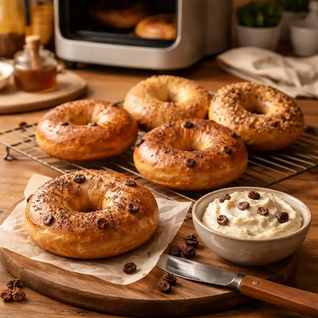 Schnelle und leckere air fryer Zimt-Bagels für dein Frühstück