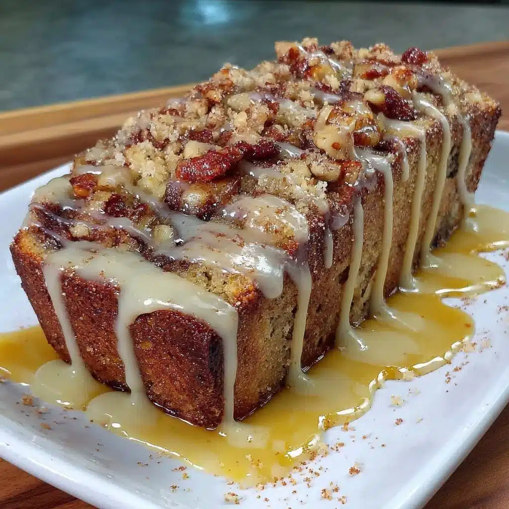 Veganes Zimt-Strudel Bananenbrot mit Zimtstreuseln auf einem Tisch