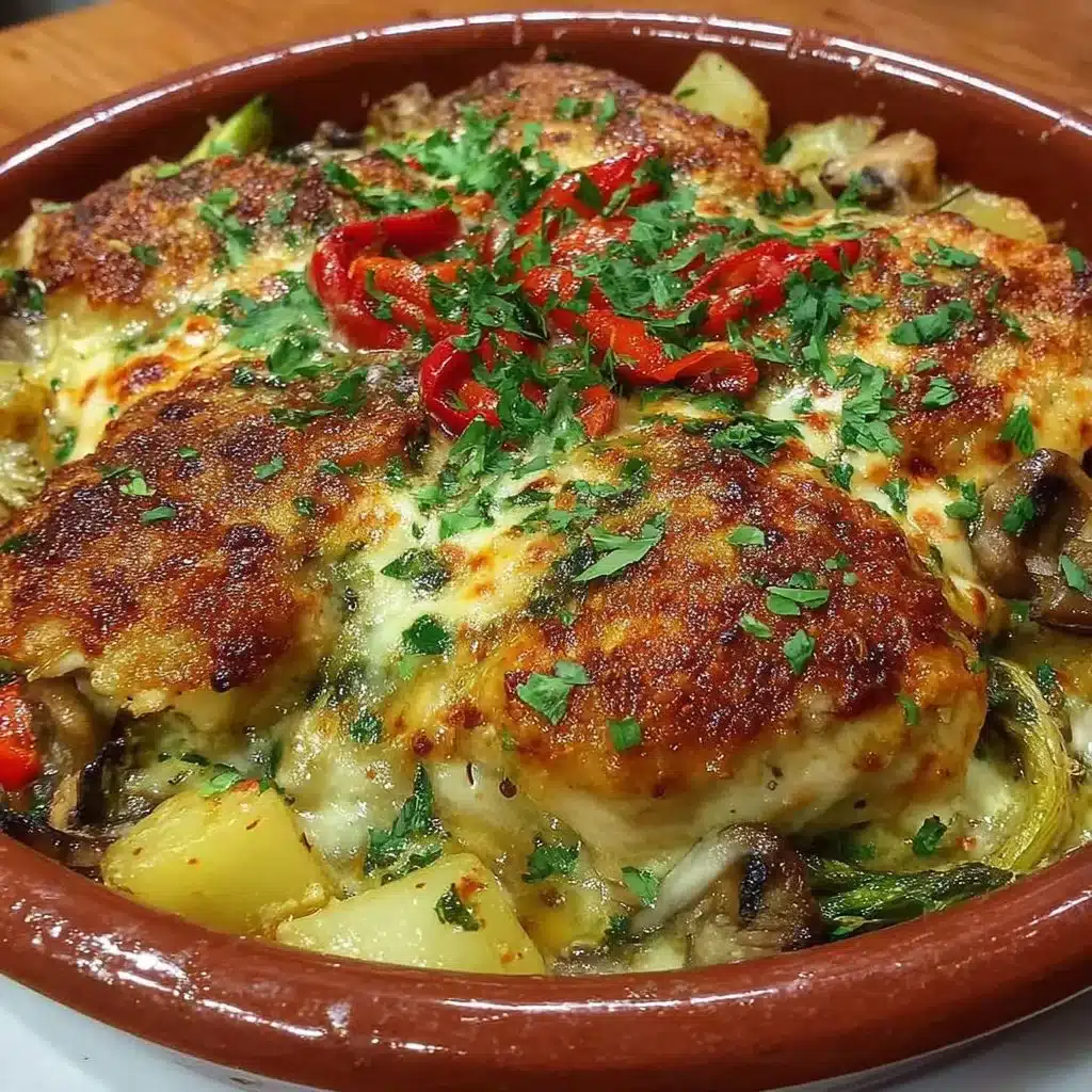 Würziges Ofengericht mit Hähnchen und Gemüse aus dem Ofen