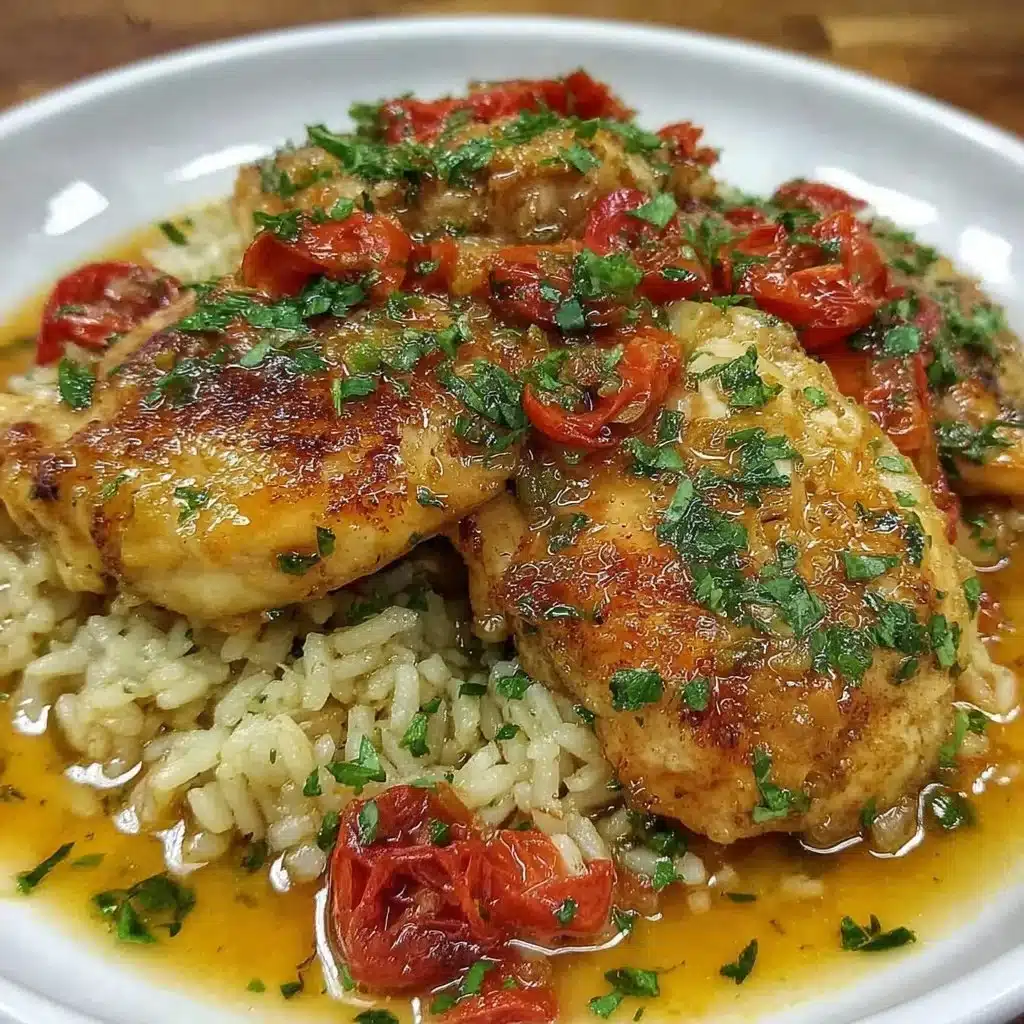 Hähnchen mit Reis und Tomatensoße