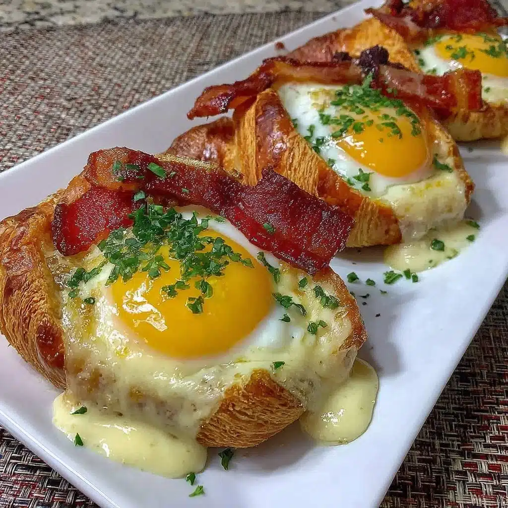 Eier und Speck Croissant Boote