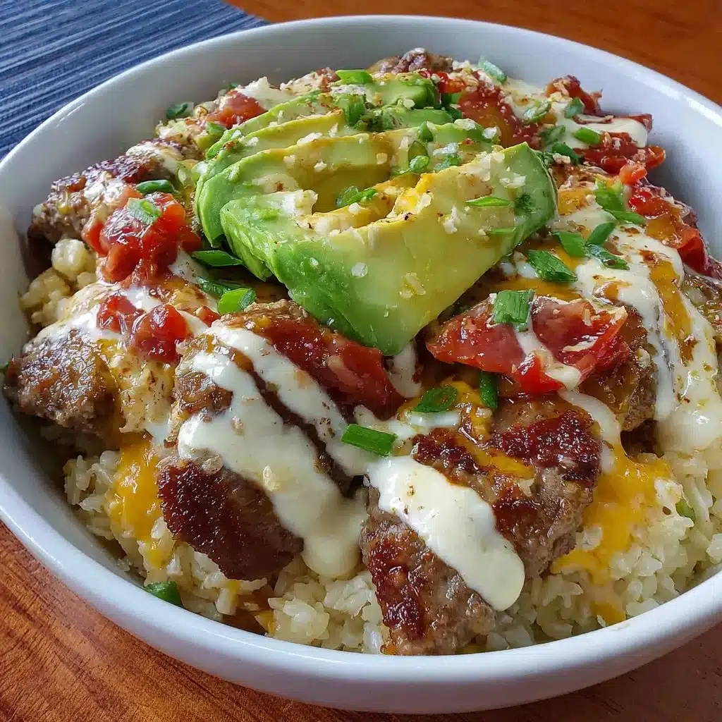 Hohe Protein Cheeseburger Schüssel