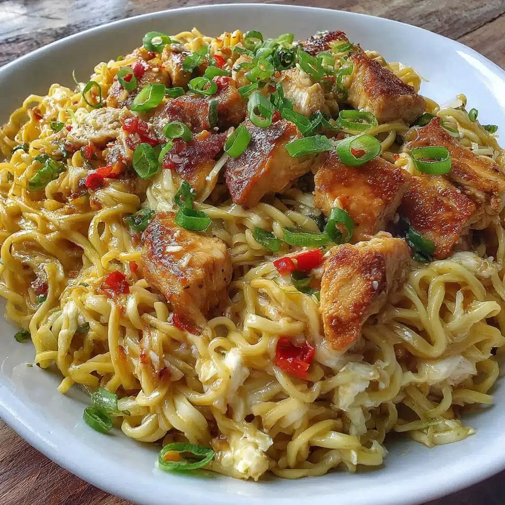 Proteinreiches Hähnchen Chow Mein in einer ansprechenden Schüssel serviert